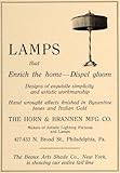 1918 Ad Horn Brannen Lamps Beaux Arts Shade NY PA - Original Print Ad