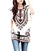 uxcell® M Beige Batwing Sleeve Detachable Belt Round Neck Women Tunic Top
