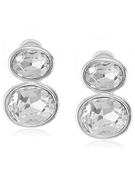 Napier "Crystal Glam" Silver-Tone and Crystal Double Stone Earrings