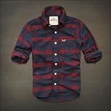 Hollister Co. ホリスター メンズ フランネル 長袖シャツ [ネイビーxバーガンディー] 並行輸入品