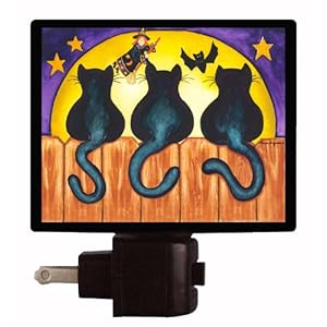 Halloween Night Light - Cats on the Fence