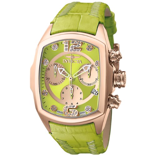 Invicta Women's 6825 Lupah Revolution Collection Chronograph Diamond Accented Lime Green Leather Watch
