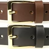 Mens Quality Leather Belt With Gold Plated Buckle - Made in UK
