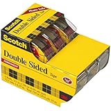Scotch Double Sided Tape with Dispenser, 1/2 x 250 Inches, 3-Pack Caddy (3136)