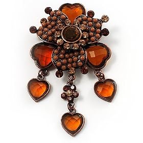 Grandma's Heirloom Charm Brooch (Amber&Citrine) by Avalaya
