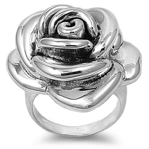 Sterling Silver Rose Ring (33mm)
