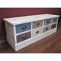Sideboard / Kommode aus Holz inkl. 8 bunten Schubladen mit Metallgriffen im Used Look