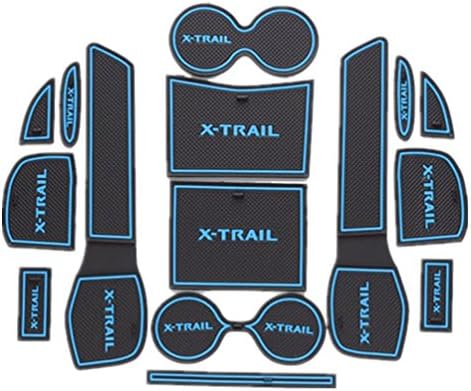 Amonster Non-Slip Interior Door/Cup Mat for Nissan X-Trail Blue Color Rubber Mat Kits Anti-dust