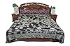 Mogul Pashmina Blanket Bedding Black Gray Floral Cashmere Indian Throw