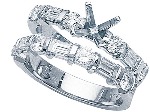 1.75 cts Baguette Diamonds Wedding Set - Platinum, 18kt White or Yellow Gold