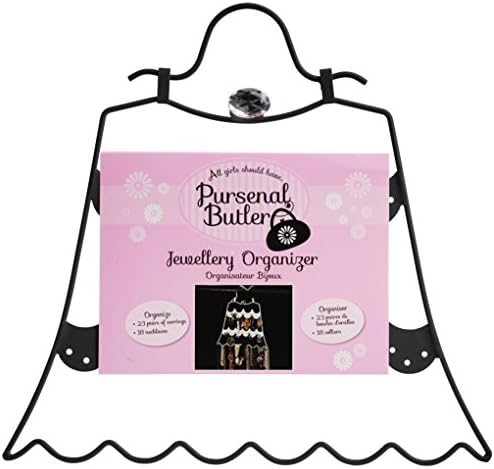 Pursenal Butler Black Jewelry Organizer For Your Necklace, Earring, And Bracelets - Black And Pink Storage Rack Hanging In Your Closet That Holds Up To 23 Pairs of Earrings And Up To 18 To Necklaces, Watches, Or Bracelets - Protect Your Jewelry - 100% 30-Day Guarantee