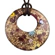 Handmade Round Shape Murano Glass Pendant - Cynthia Large Amber/Gold Style1 Handmade Round Shape Murano Glass Pendant - Cynthia Large Amber/Gold Style1