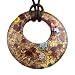 Handmade Round Shape Murano Glass Pendant - Cynthia Large Amber/Gold Style1