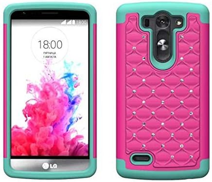 LG G3 Hybrid Diamond Studded Rhinestone Bling Silicone Rubber Skin Hard Case Combo