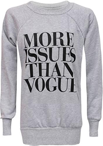Millis Women's Graphic Print More Issues Than Vogue Sweatshirt Jumper Sweater Top S/M (US 4 - 6) Grey