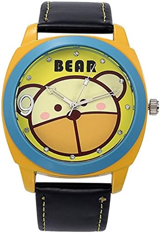 KEZZI Brand Fq-120 Leather Strap Cartoon Bear Kids Watches Black