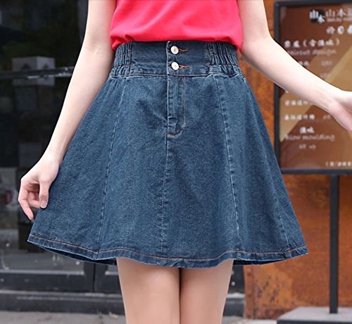 (ALLURE) デニム フレア スカート サーキュラー ミニ ブルー ライトブルー AF0510