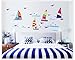 Kappier® Sailing Boats in The Blue Ocean with Seagulls Peel & Stick Wall Decals