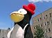 GIANT 42 WHIMSICAL STUFFED PENGUIN LIFESIZE JUMBO PLUSH ANIMAL WEARING RED TOP HAT - COLOR: SOLID BLACK AND WHITE - AMERICAN MADE IN THE USA AMERICA