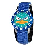 Disney By Ewatchfactory Kids Quartz Watch with White Dial Time Teacher Display and Blue Nylon Strap W000157
