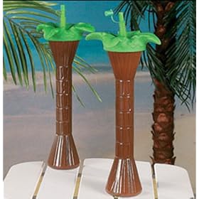 Palm Tree yard Glass w Top and Straw by SHOPZEUS