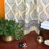 Morning Dew ~ Blue Yellow French Fair Trade Bath Shower Curtain 72x72