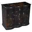 Handmade Oriental Furniture -41" Antique Style Black Leather Bow-Front Buffet - Traditional Heirloom