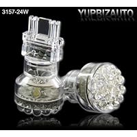 Pair of 3157 24-LED Super Bright White Bulbs for Turn Signal Light, Corner Light, Stop Light, Parking Light, Side Marker Light, Tail Light, and Backup Lights