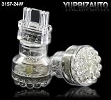 Pair of 3157 24-LED Super Bright White Bulbs for Turn Signal Light, Corner Light, Stop Light, Parking Light, Side Marker Light, Tail Light, and Backup Lights