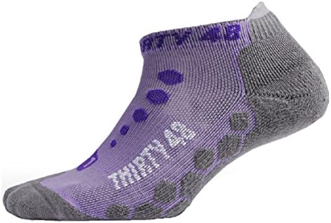 Thirty48 Ultra-Light Running Socks Unisex, CoolPlus Fabric Keeps Feet Cool &amp; Dry; Lite Cushioning for Athletic Runners Purple/Gray Small