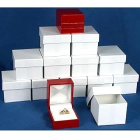 12 Red Leather Ring Gift Boxes Jewelry Showcase Displays