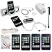 GTMax 4 Soft Rubber Silicone Skin Cover Cases ( Black + Clear + Purple + Blue ) + LCD Screen Protector + USB Car Charger + USB Home Charger + USB Data Cable + 3.5mm Stereo Headset + Mini Speaker + 4 Channels 3.5mm FM Transmitter + Stylus Silver for Apple iPod Touch 8GB 32GB 64GB 3rd 3G Generation NEWEST MODEL