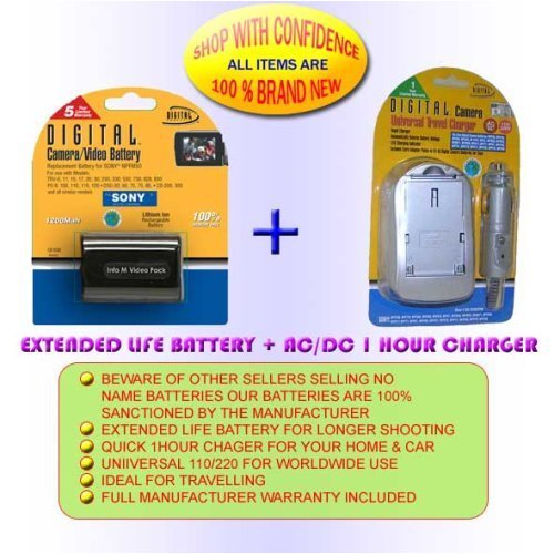 3HR BATTERY +CHARGER FOR SONY R1 F828 F717 F707 DCR-HC1