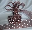 Organza Polka Dot Ribbon - 1 1/2"- Brown/White Dots - 25 Yards (75 Ft)