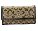AUTHENTIC COACH HAMPTONS SIGNATURE CHECKBOOK WALLET 42986 (Khaki/Mahogany)