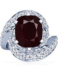 Platinum Cushion Cut Ruby Ring With Sidestones