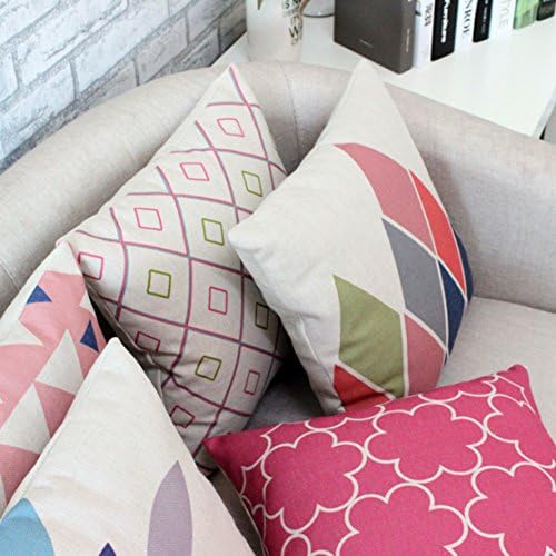 Honeya Geometrical Pattern Cotton Linen Square Throw Pillow Case Decorative Cushion Cover Pillowcase for Sofa 18 "X 18 " (Feather)
