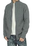 (ルイス シャブロン)LOUIS CHAVLON 裏フリース フルジップ ケーブル ニット ジャケット ブルゾン メンズ (GRAY)
