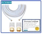 Pro-Techgroup 50 ft Premium Grade RG6 F-Type Quad Shielded Coaxial 18AWG CL2 Rated 75 Ohm White Cable for Antennas, Cable and Satellite TV