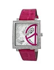 Breda Womens 6120_pink "Phoebe" Faux Leather Peace-Sign Watch