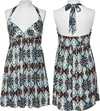 LOVE TEASE Jersey Ikat Print Babydoll Halter Dress [1PTMANAX], 226 Rust/Copper