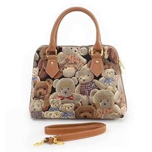 New Ladies Fashion Handbags Shoulder bags Canvas Brown Teddy Design - 'Lady 29 Collection'