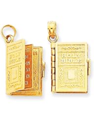 Solid 14k Gold Holy Bible Charm W/moveable Pages