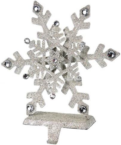 Silver Jeweled Snowflake Stocking Hanger