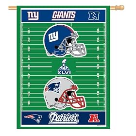 Super Bowl 46 XLVI NY New York Giants vs New England Patriots 27x37 Flag or Banner: Sports &amp; Outdoors