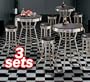 3x 3pc Black Wood Bar Table & Commercial Restaurant Chrome Black Swivel Barstool Set 29"