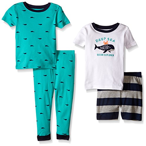 Carters 4-Piece Snug Fit Cotton PJs Whale Tour Teal