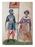 Robert the Bruce and His First Wife, Isabella of Mar Daughter of Donald 10th Earl of Mar Art Giclee Poster Print by English School, 9x12