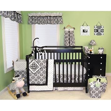 black and white crib bedding set