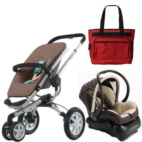 Quinny 2010 Buzz 3 Travel System in Racoon Brown with Free Fashionable Diaper Bag